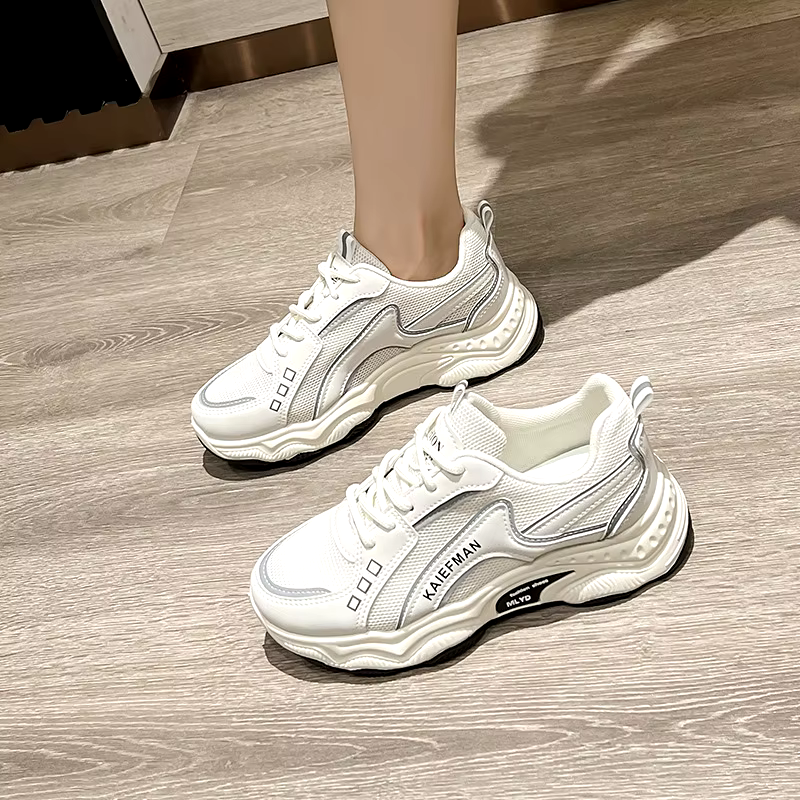 New fashion daddy shoes thick sole breathable mesh outdoor casual shoes low top sneakers for women