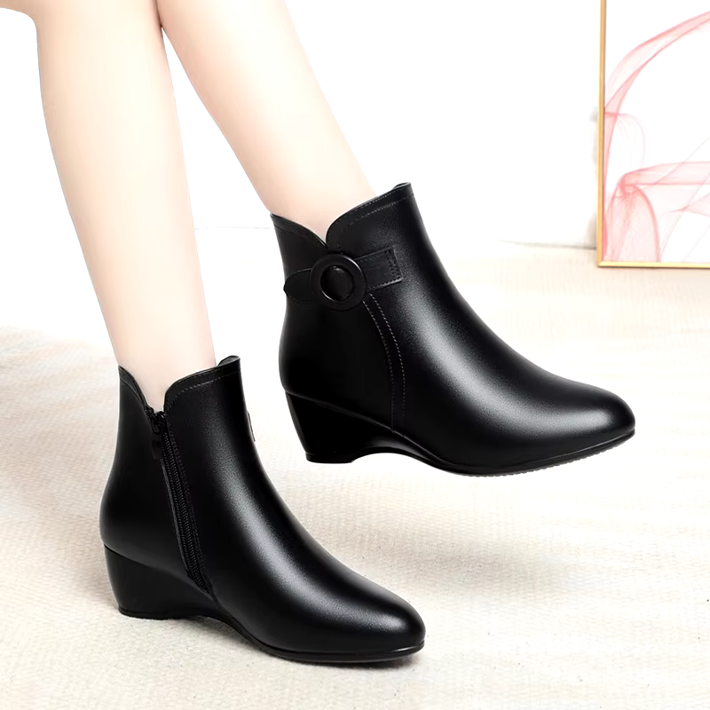 new arrival fashion black leather High-top Platform female winter ladies white leather boots for women shoes 2024