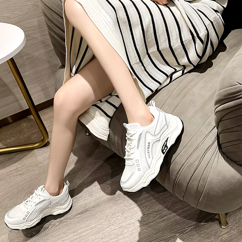 New fashion daddy shoes thick sole breathable mesh outdoor casual shoes low top sneakers for women