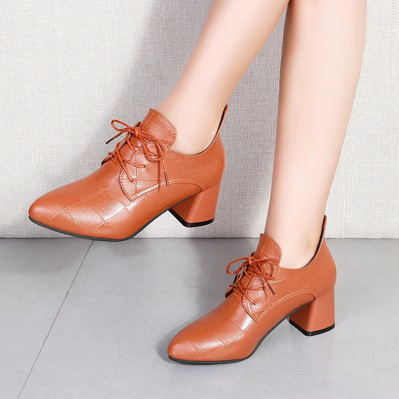 new short thick heel fashion comfortable pu leather ankle heel boots for ladies