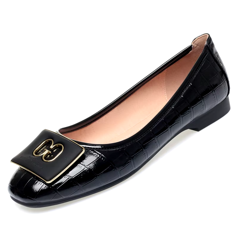 Summer New Versatile and Elegant Comfortable Middle aged Leather Soft Sole round toe durable cowhide flats shoes daily life