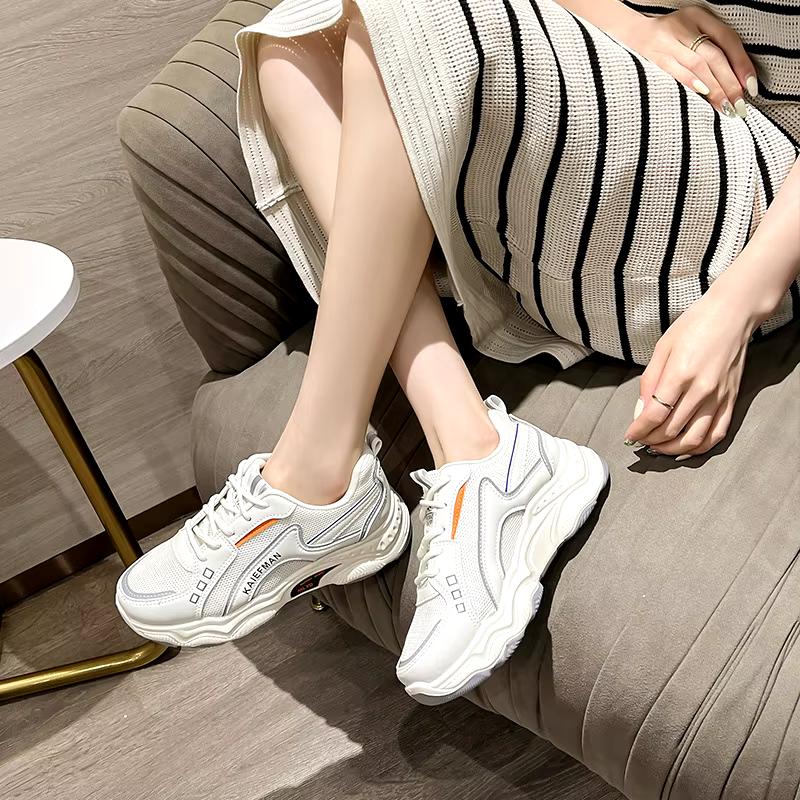 New fashion daddy shoes thick sole breathable mesh outdoor casual shoes low top sneakers for women