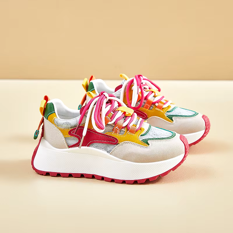 New Arrival Comfortable Lace Up white black Loafers Female Platform Shoes Casual Women's Fashion Sneakers