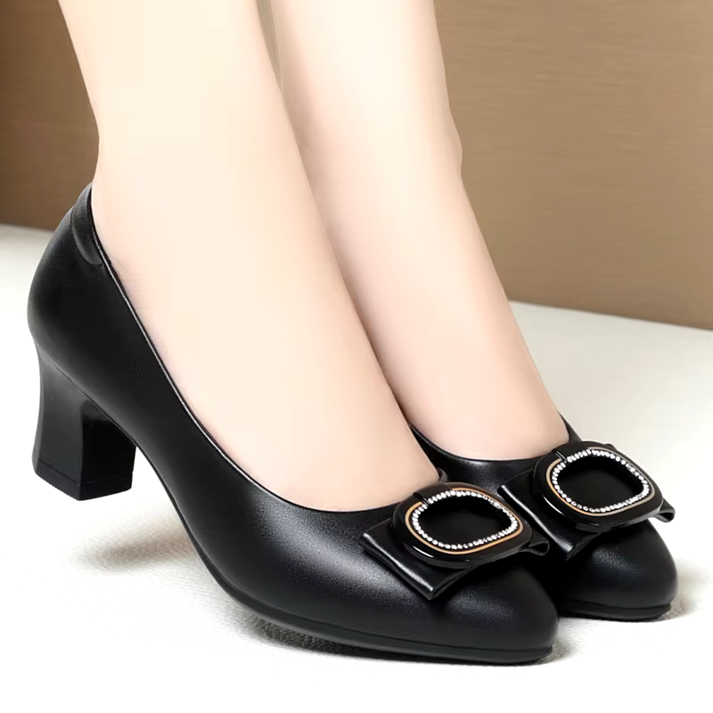 Plus size new vintage thick heel anti-slippery formal daily office shoes mary jane pumps for women