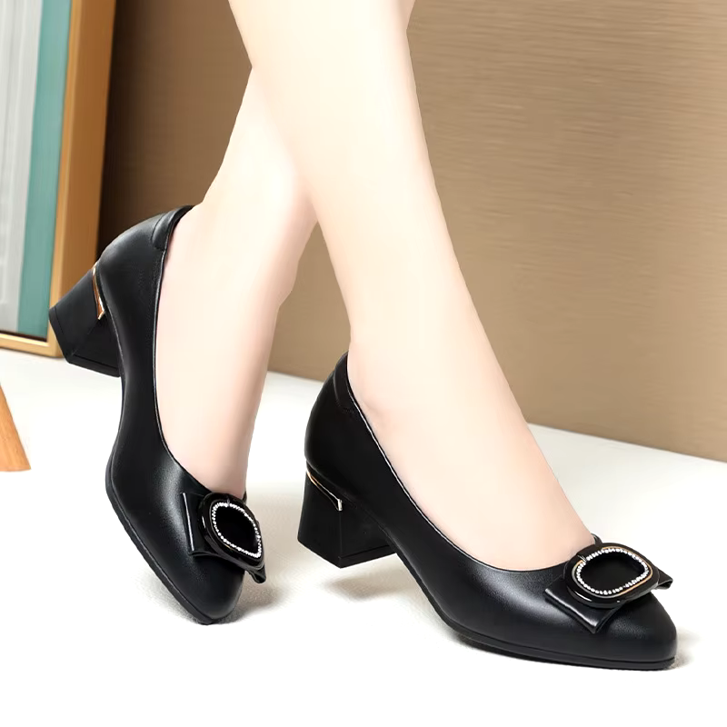 Plus size new vintage thick heel anti-slippery formal daily office shoes mary jane pumps for women
