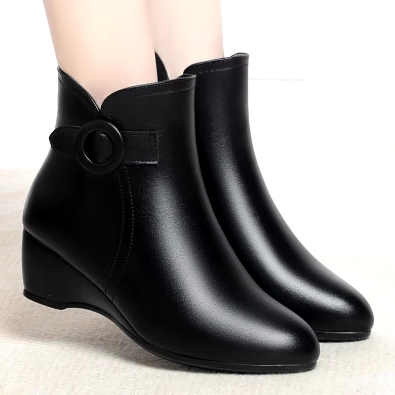 new arrival fashion black leather High-top Platform female winter ladies white leather boots for women shoes 2024