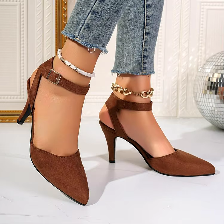 Summer new 35-43 Good quality pointy buckle high heels fashion single shoe stiletto heel pumps sandals