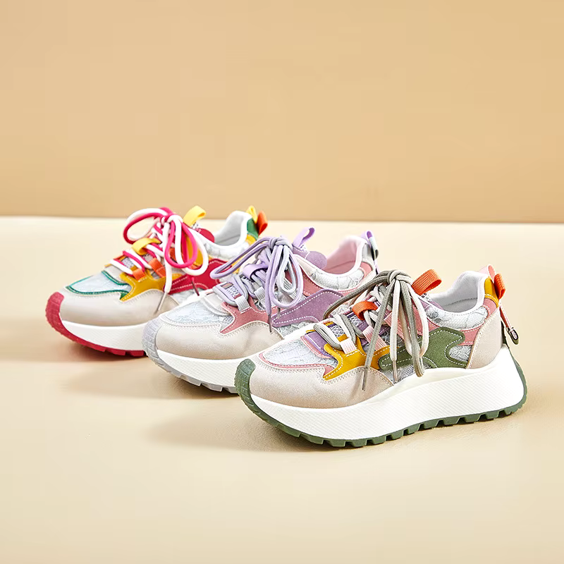 New Arrival Comfortable Lace Up white black Loafers Female Platform Shoes Casual Women's Fashion Sneakers