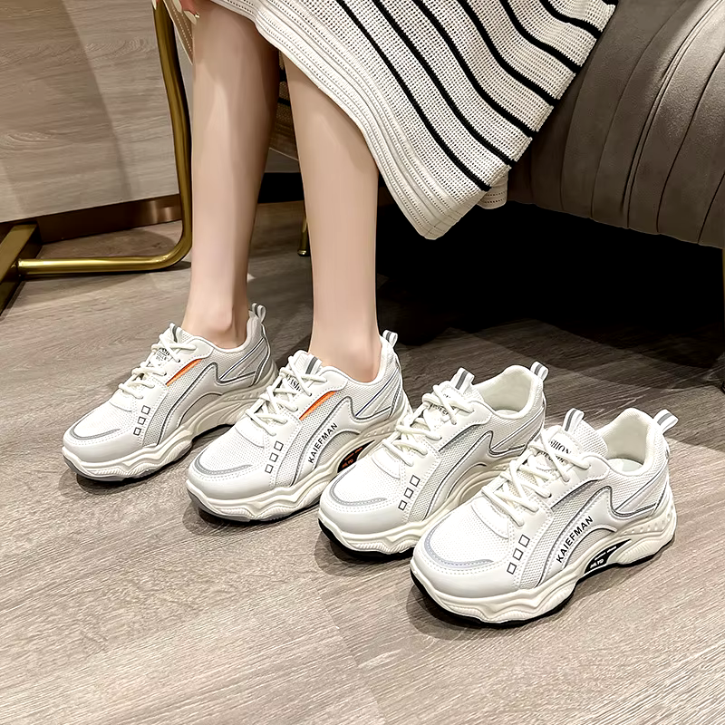 New fashion daddy shoes thick sole breathable mesh outdoor casual shoes low top sneakers for women