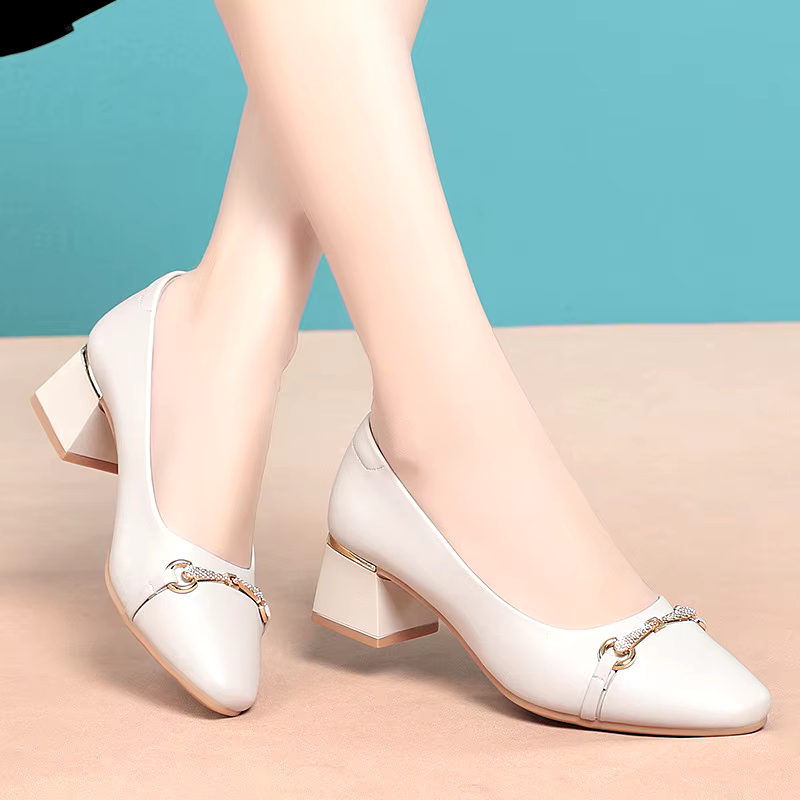 New arrivals elegant office leather low heel shoes lady shoes soft comfortable professional work shoes