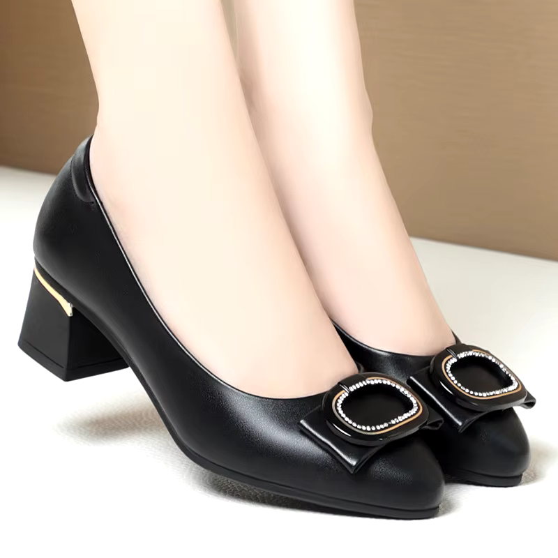 Plus size new vintage thick heel anti-slippery formal daily office shoes mary jane pumps for women