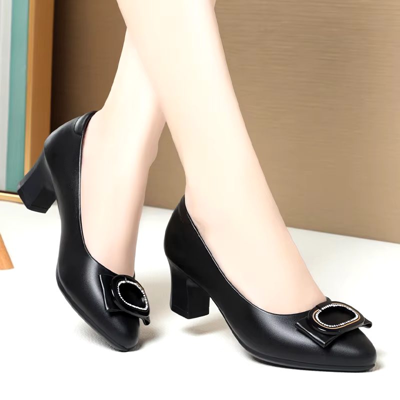 Plus size new vintage thick heel anti-slippery formal daily office shoes mary jane pumps for women