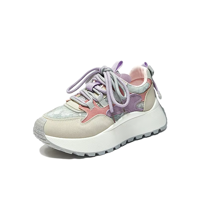 New Arrival Comfortable Lace Up white black Loafers Female Platform Shoes Casual Women's Fashion Sneakers