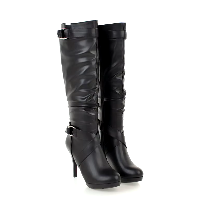 british style autumn/winter fashion high heels calf leather boots women shoes thigh high long boots women heels