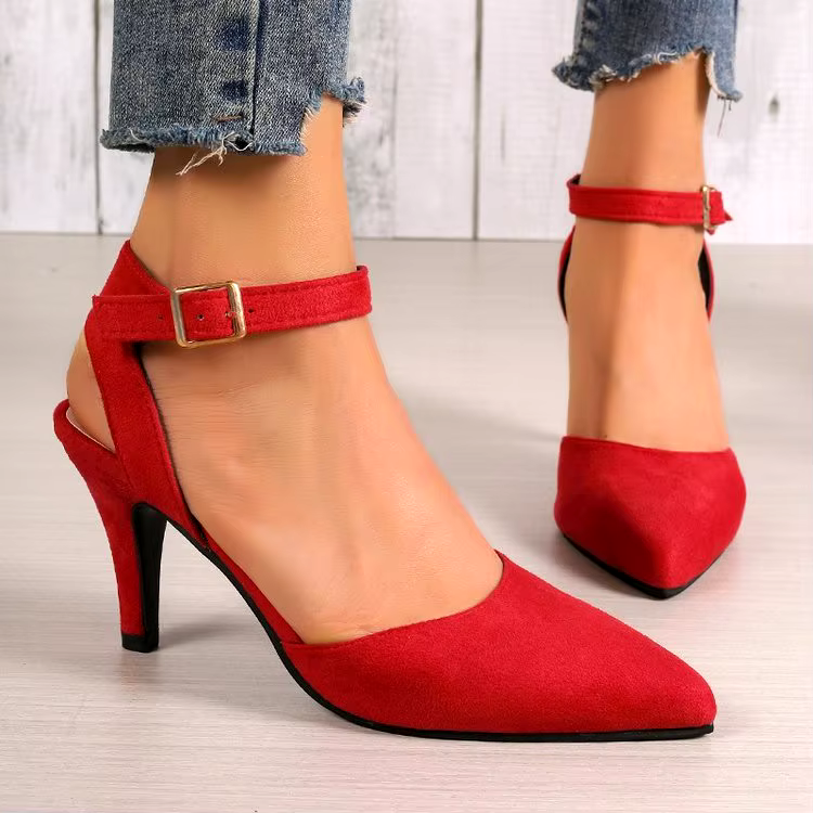 Summer new 35-43 Good quality pointy buckle high heels fashion single shoe stiletto heel pumps sandals