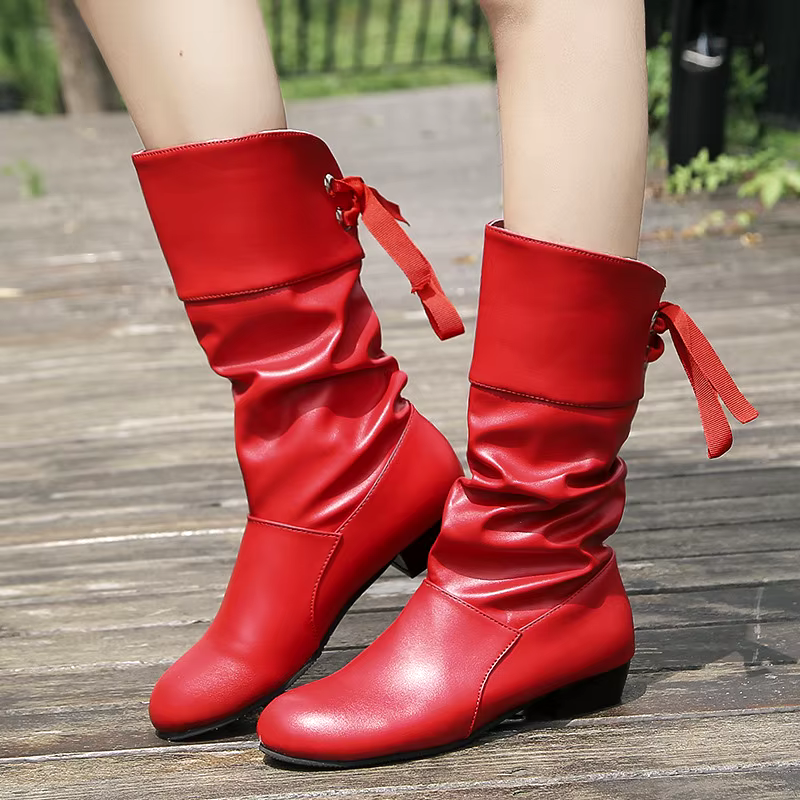 fashion black fall square high heel block ankle boots for women