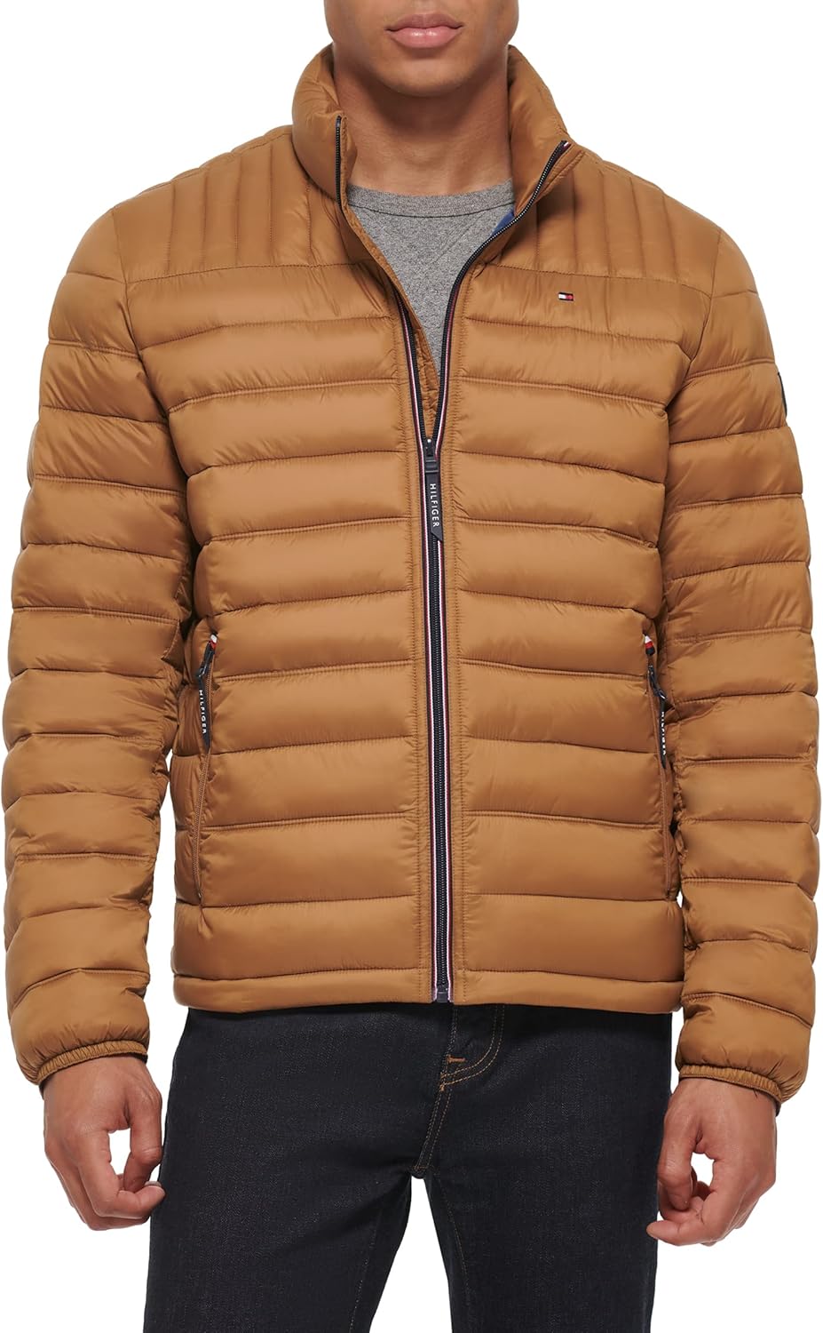 Tommy Hilfiger Mens Embroidered Logo Puffer Jacket