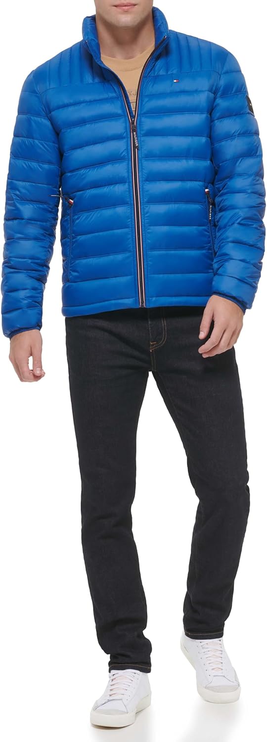 Tommy Hilfiger Mens Embroidered Logo Puffer Jacket