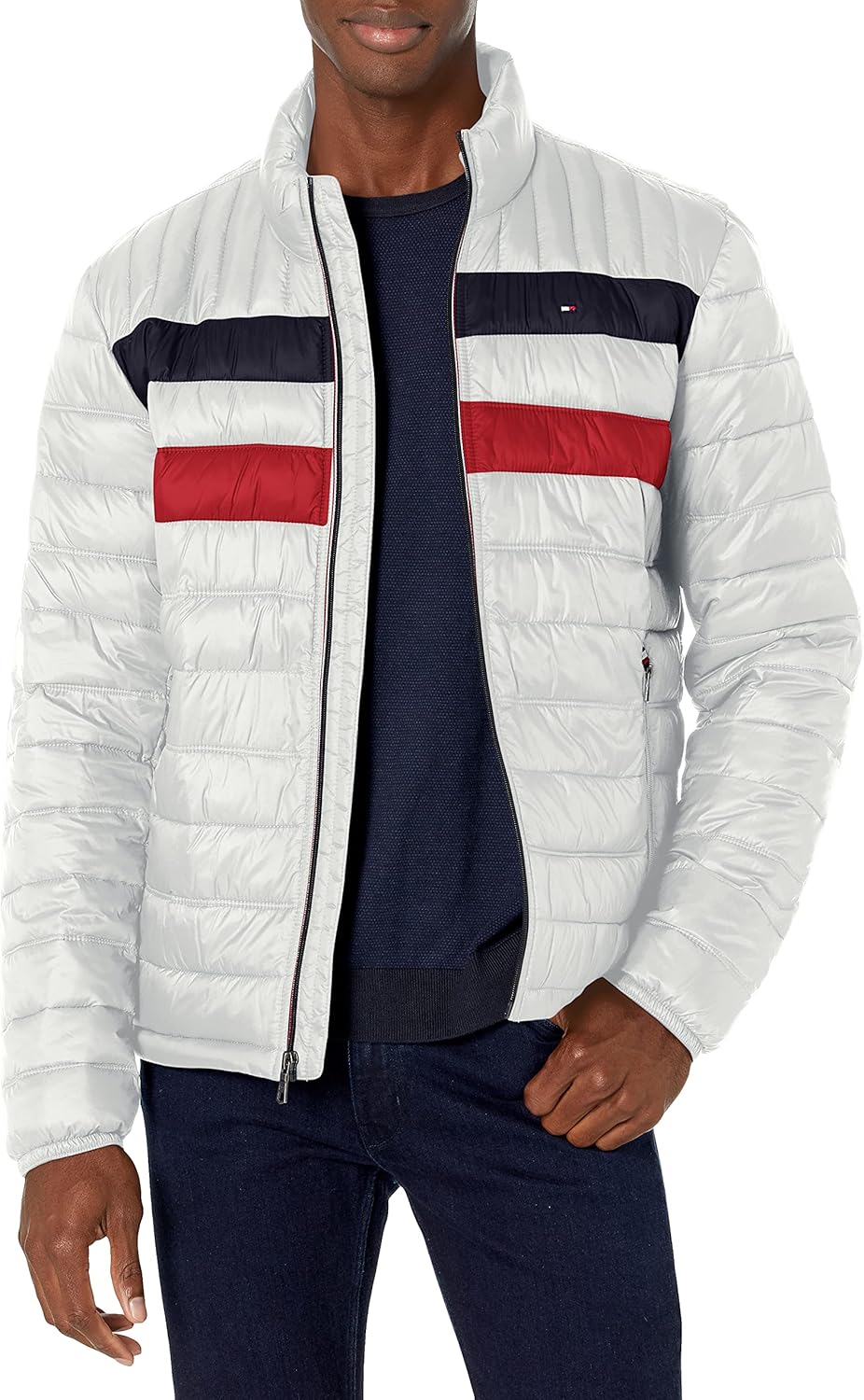 Tommy Hilfiger Mens Embroidered Logo Puffer Jacket