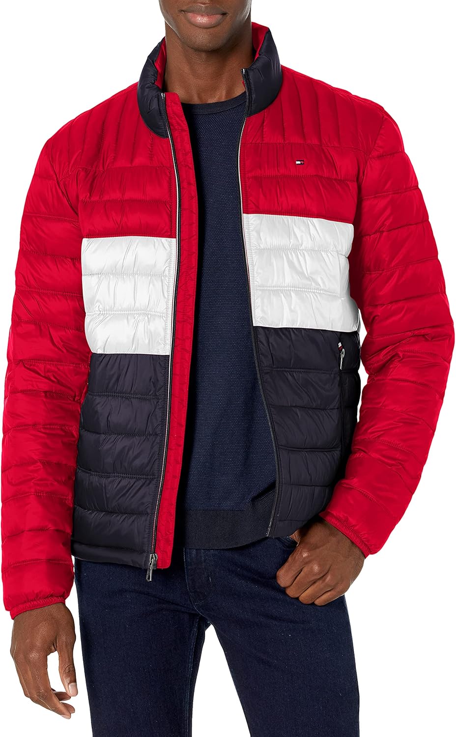 Tommy Hilfiger Mens Embroidered Logo Puffer Jacket
