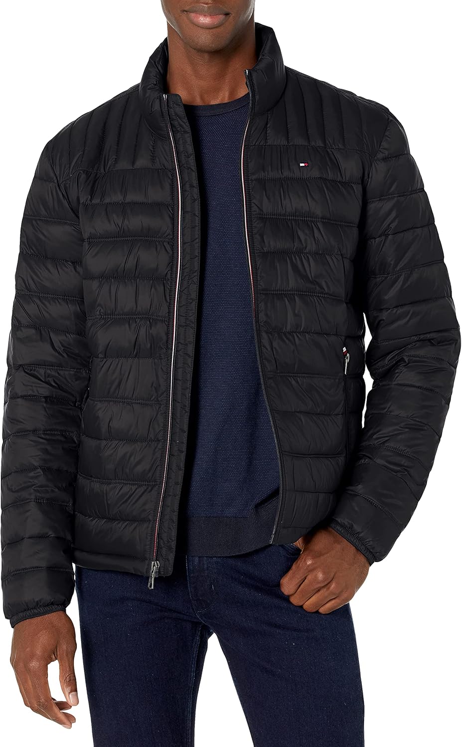 Tommy Hilfiger Mens Embroidered Logo Puffer Jacket