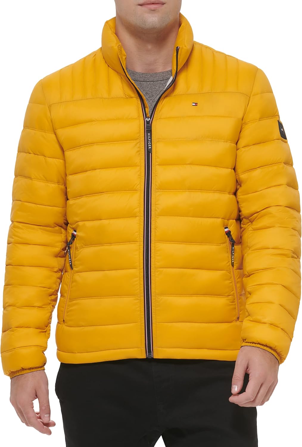 Tommy Hilfiger Mens Embroidered Logo Puffer Jacket