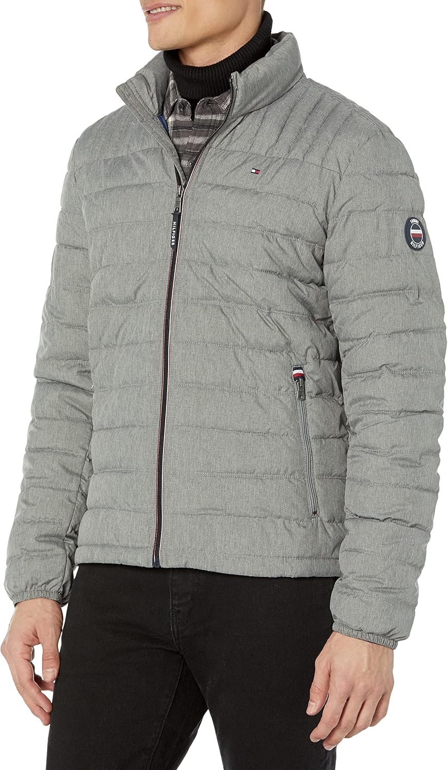 Tommy Hilfiger Mens Embroidered Logo Puffer Jacket