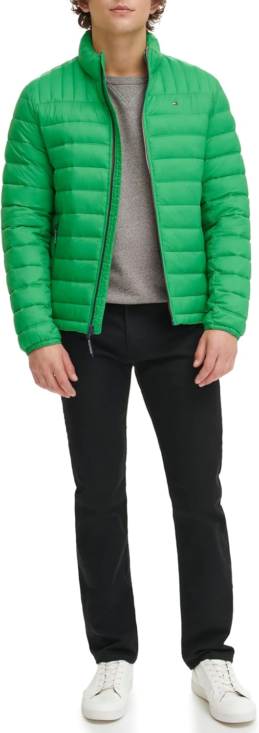 Tommy Hilfiger Mens Embroidered Logo Puffer Jacket