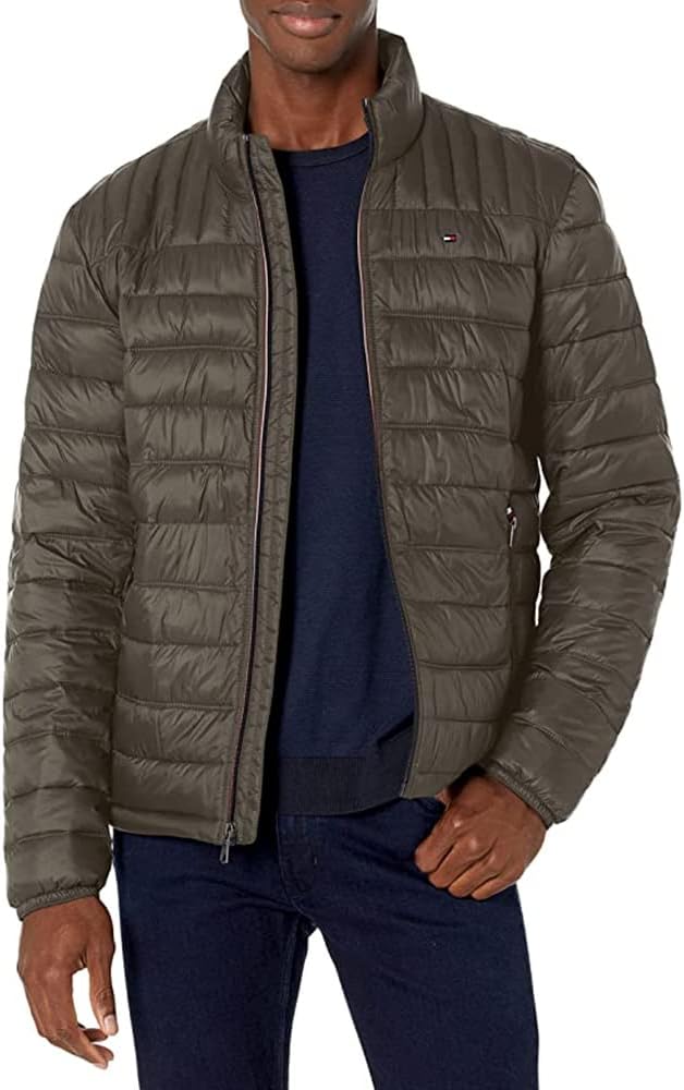 Tommy Hilfiger Mens Embroidered Logo Puffer Jacket