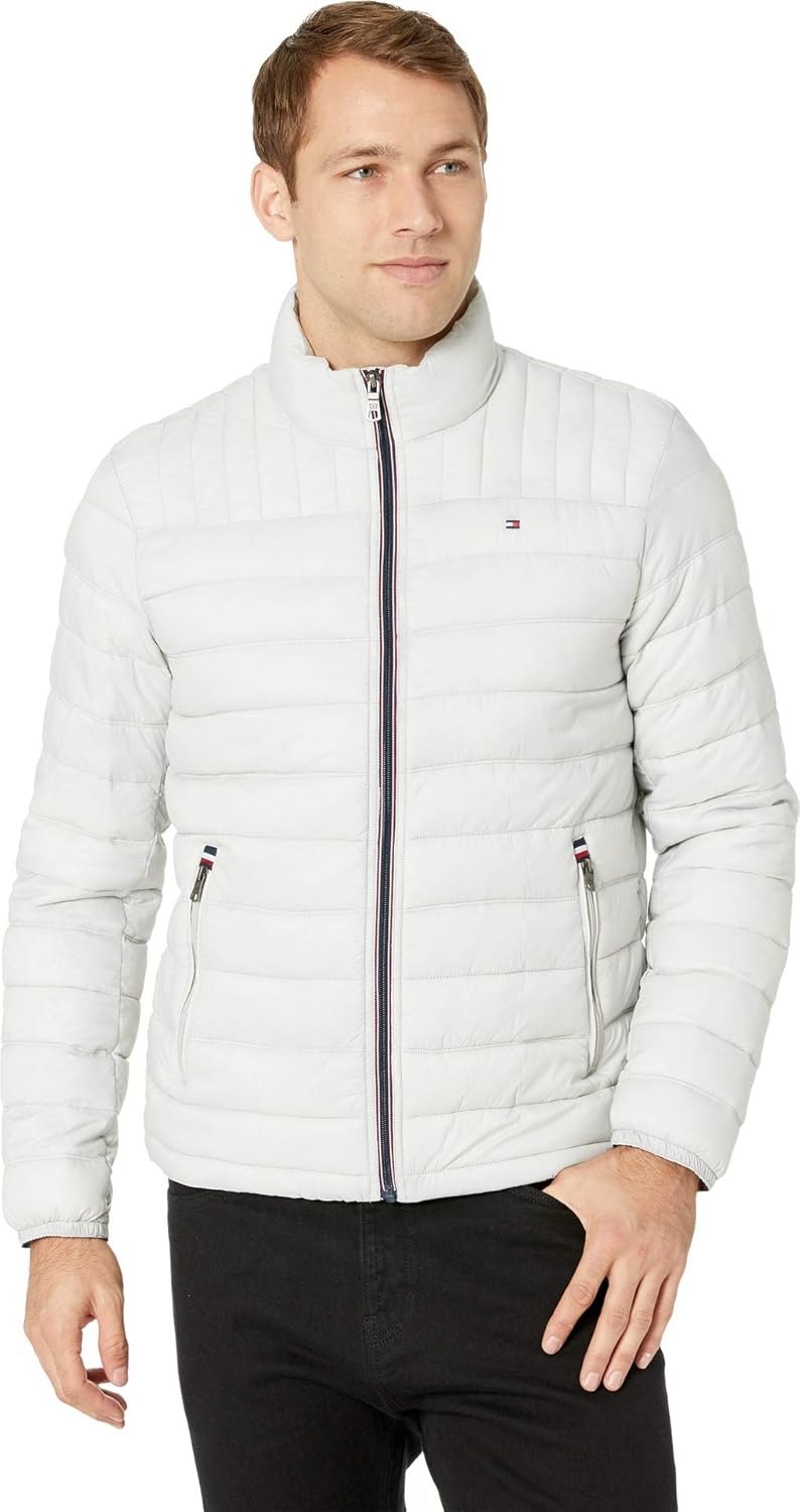 Tommy Hilfiger Mens Embroidered Logo Puffer Jacket