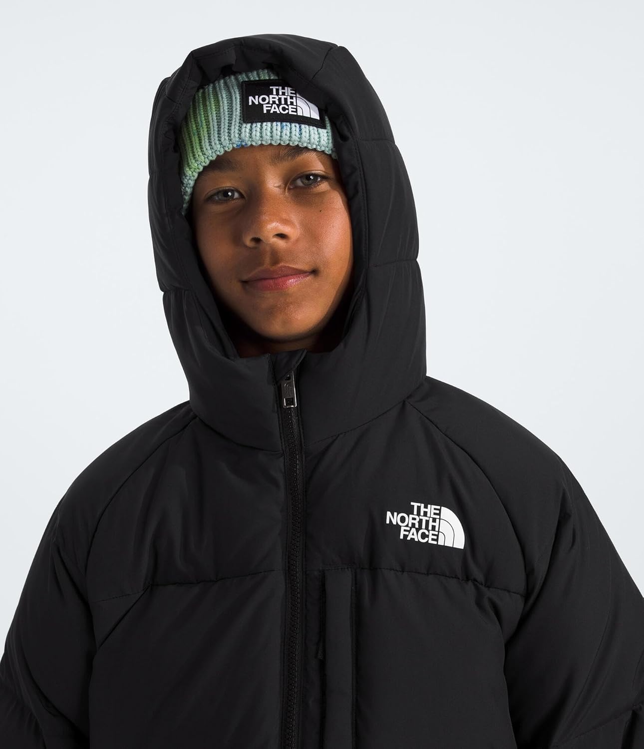 The North Face Boys� North Down Hooded Jacket | Water Repellent, 600 Fill Recycled Waterfowl Down, Insulated Hood, Secure Zip Pockets, TNF Black, XX-Large