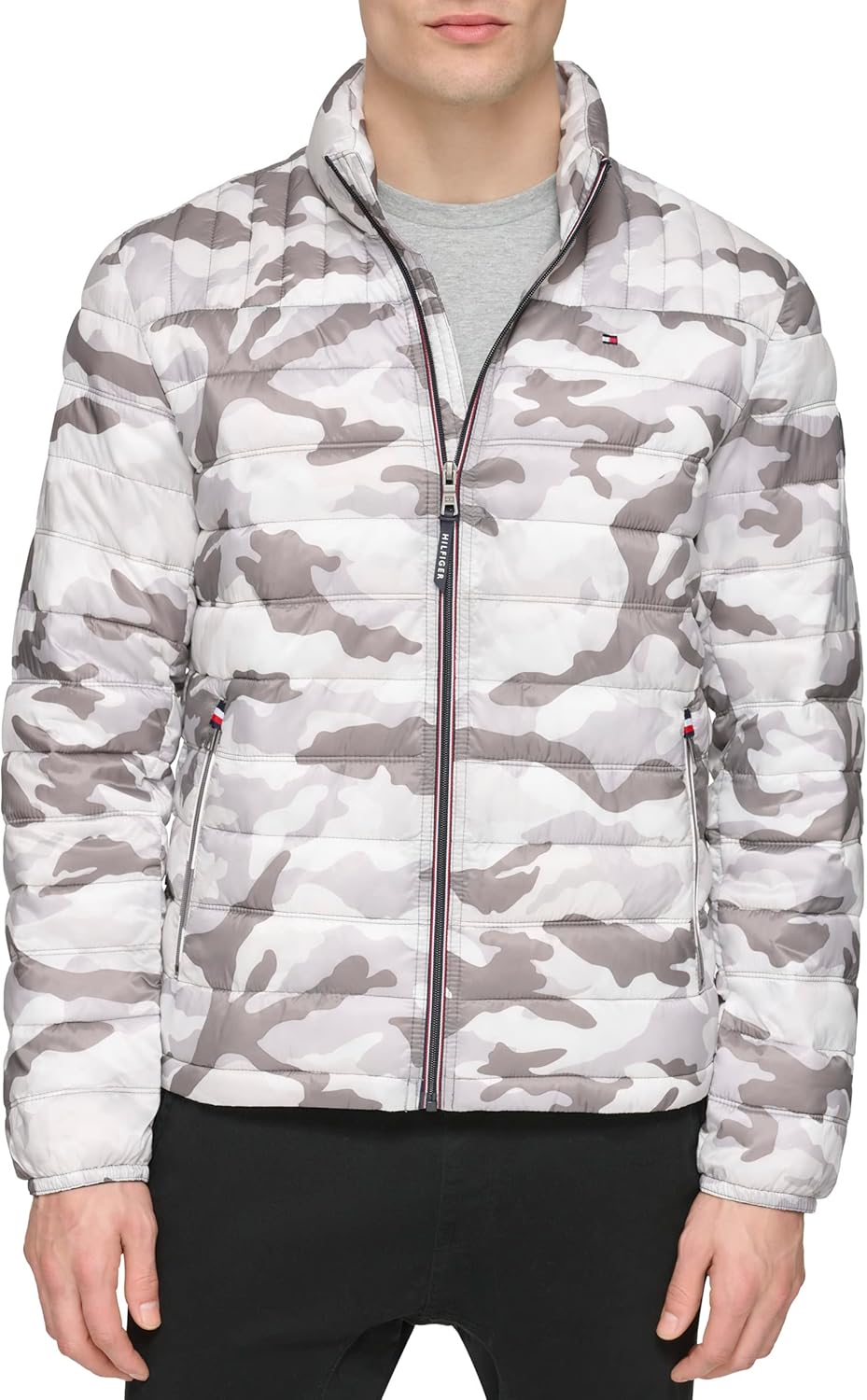 Tommy Hilfiger Mens Embroidered Logo Puffer Jacket