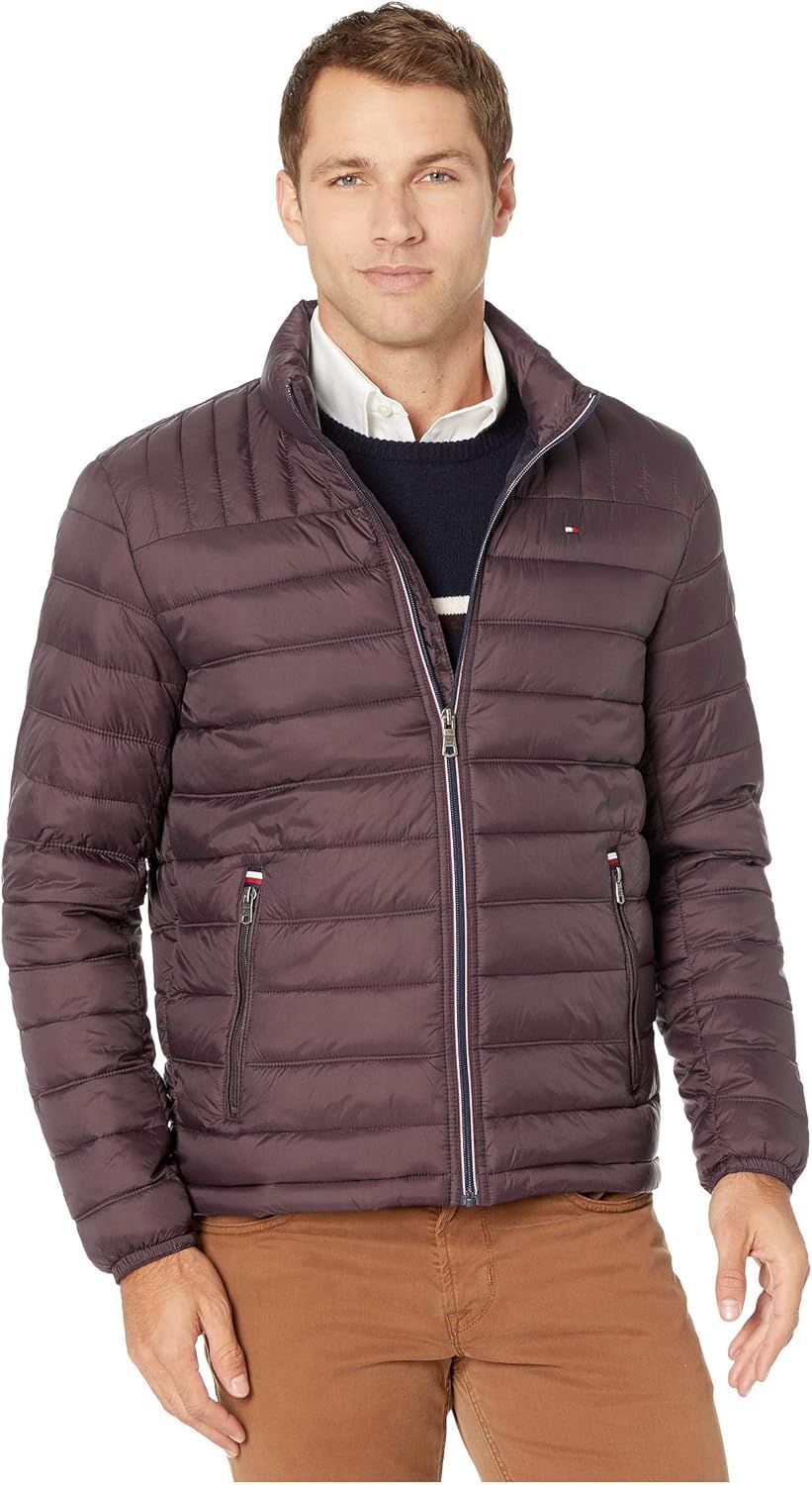 Tommy Hilfiger Mens Embroidered Logo Puffer Jacket