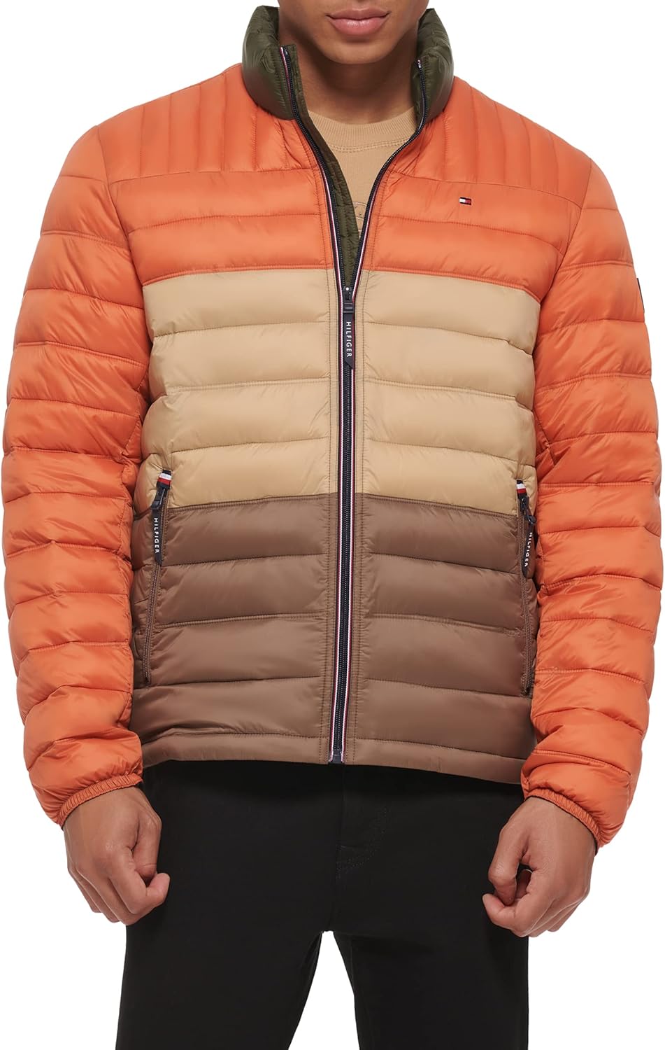 Tommy Hilfiger Mens Embroidered Logo Puffer Jacket