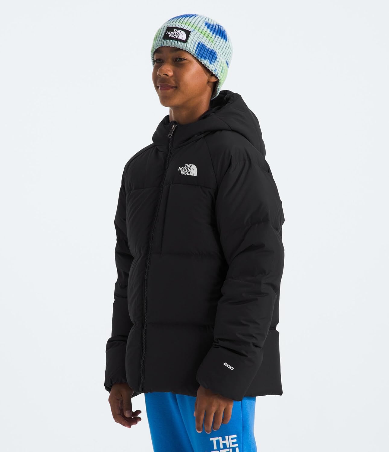 The North Face Boys� North Down Hooded Jacket | Water Repellent, 600 Fill Recycled Waterfowl Down, Insulated Hood, Secure Zip Pockets, TNF Black, XX-Large