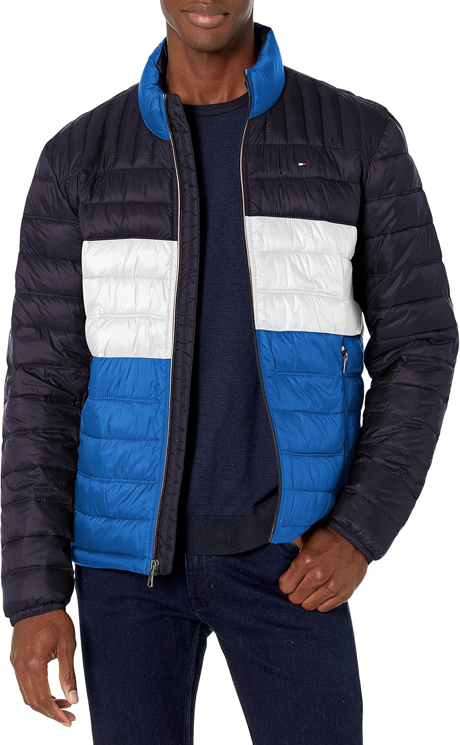 Tommy Hilfiger Mens Embroidered Logo Puffer Jacket