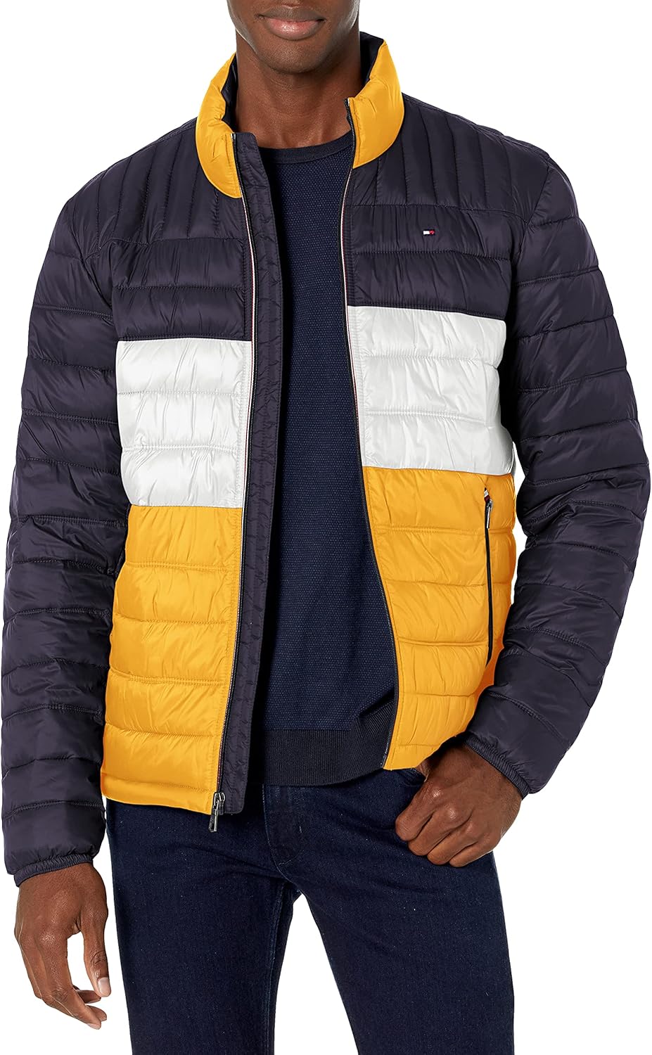 Tommy Hilfiger Mens Embroidered Logo Puffer Jacket