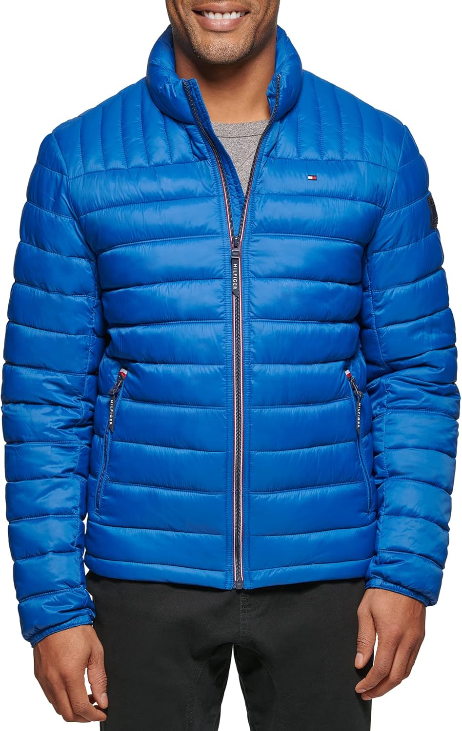 Tommy Hilfiger Mens Embroidered Logo Puffer Jacket