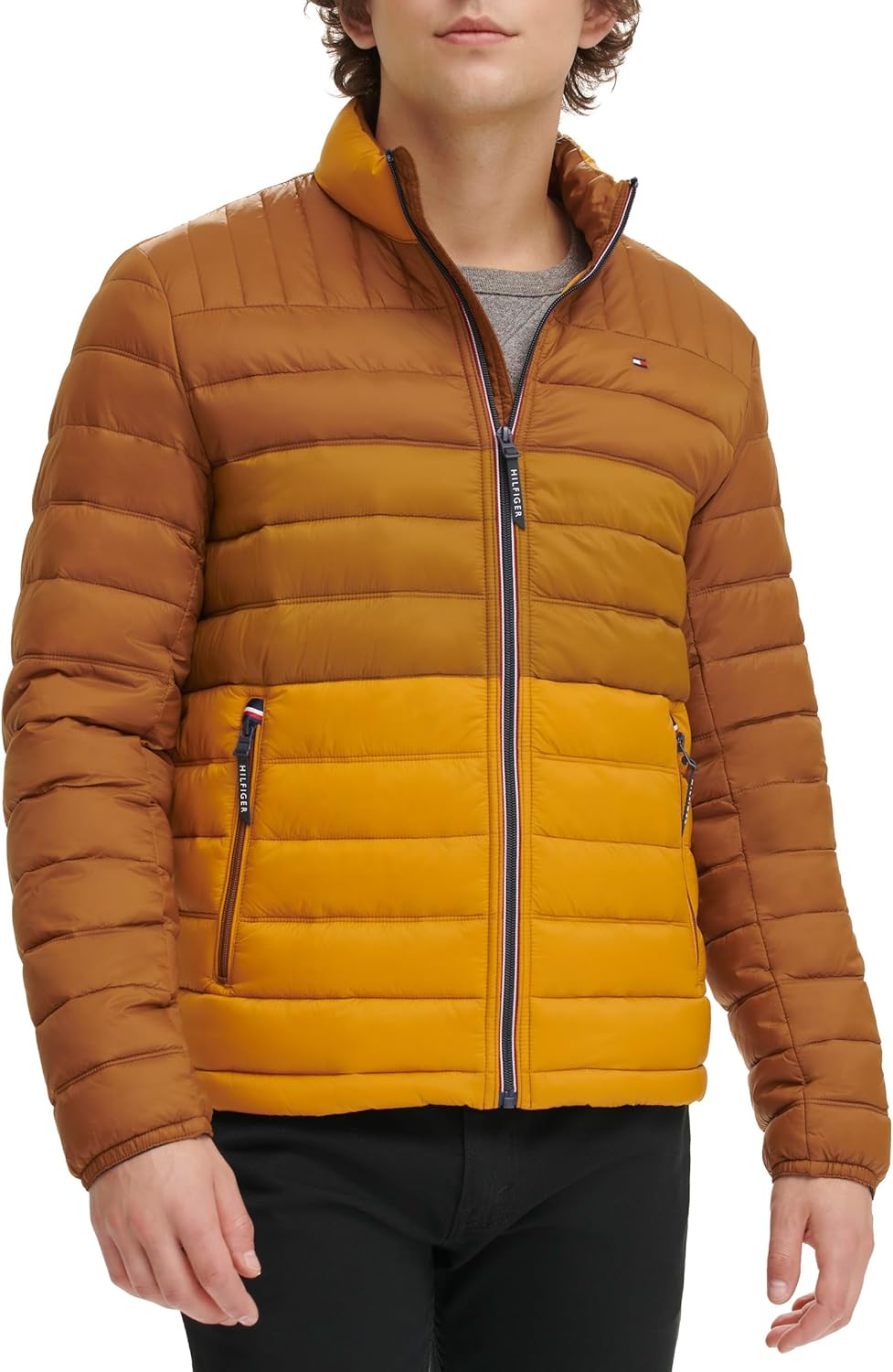 Tommy Hilfiger Mens Embroidered Logo Puffer Jacket