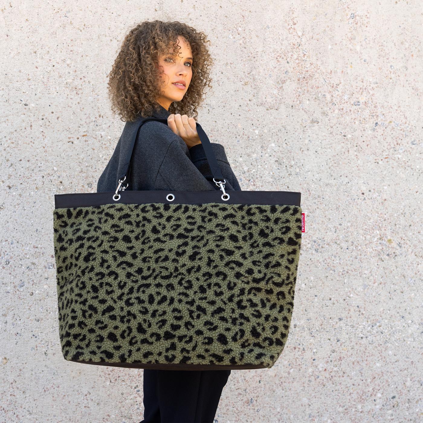 shopper XL teddy leo olive