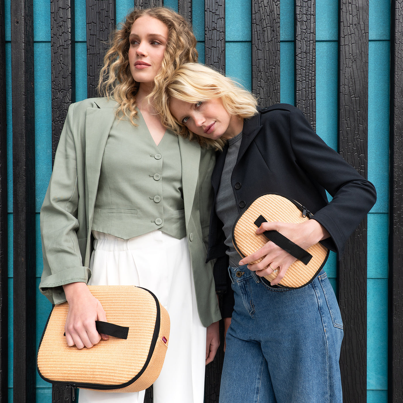 coolerbag M pocket raffia black