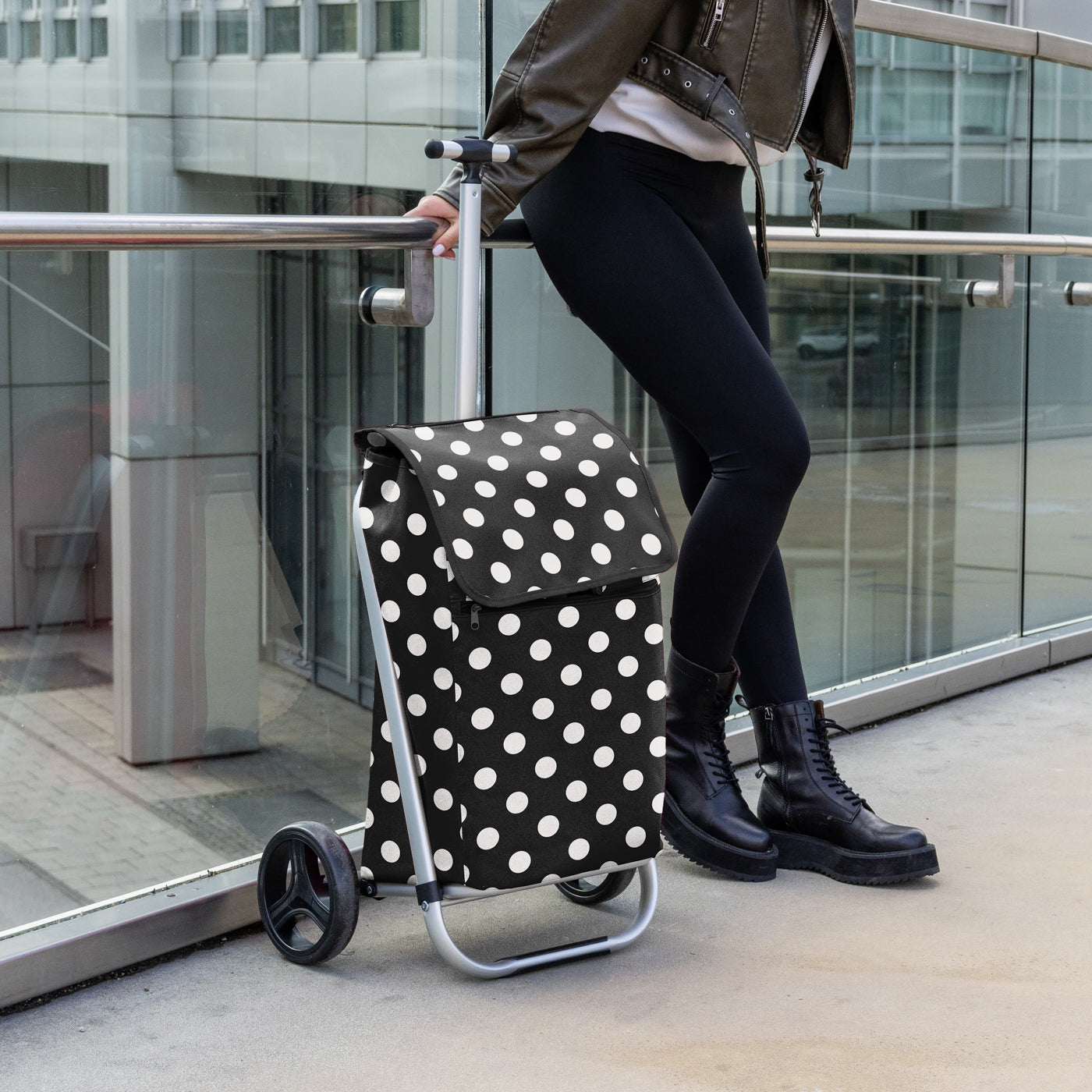 shopping trolley dots white