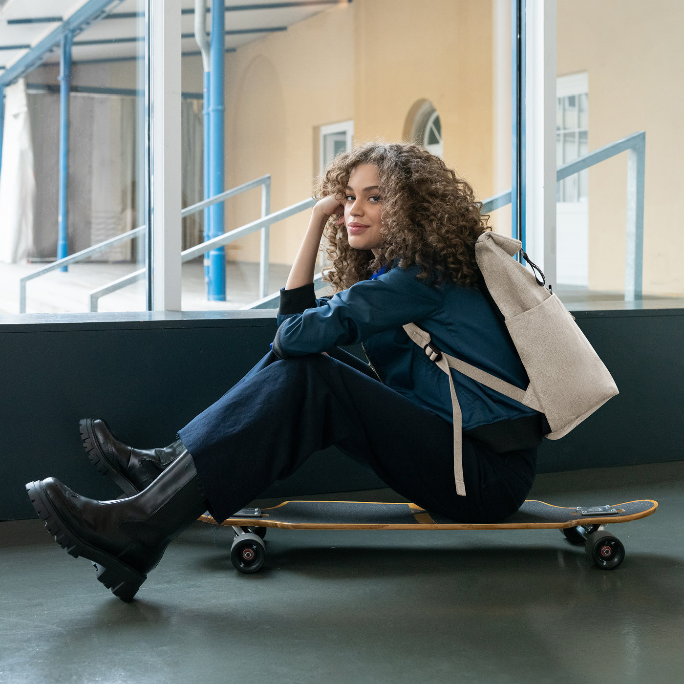 rolltop backpack herringbone sand