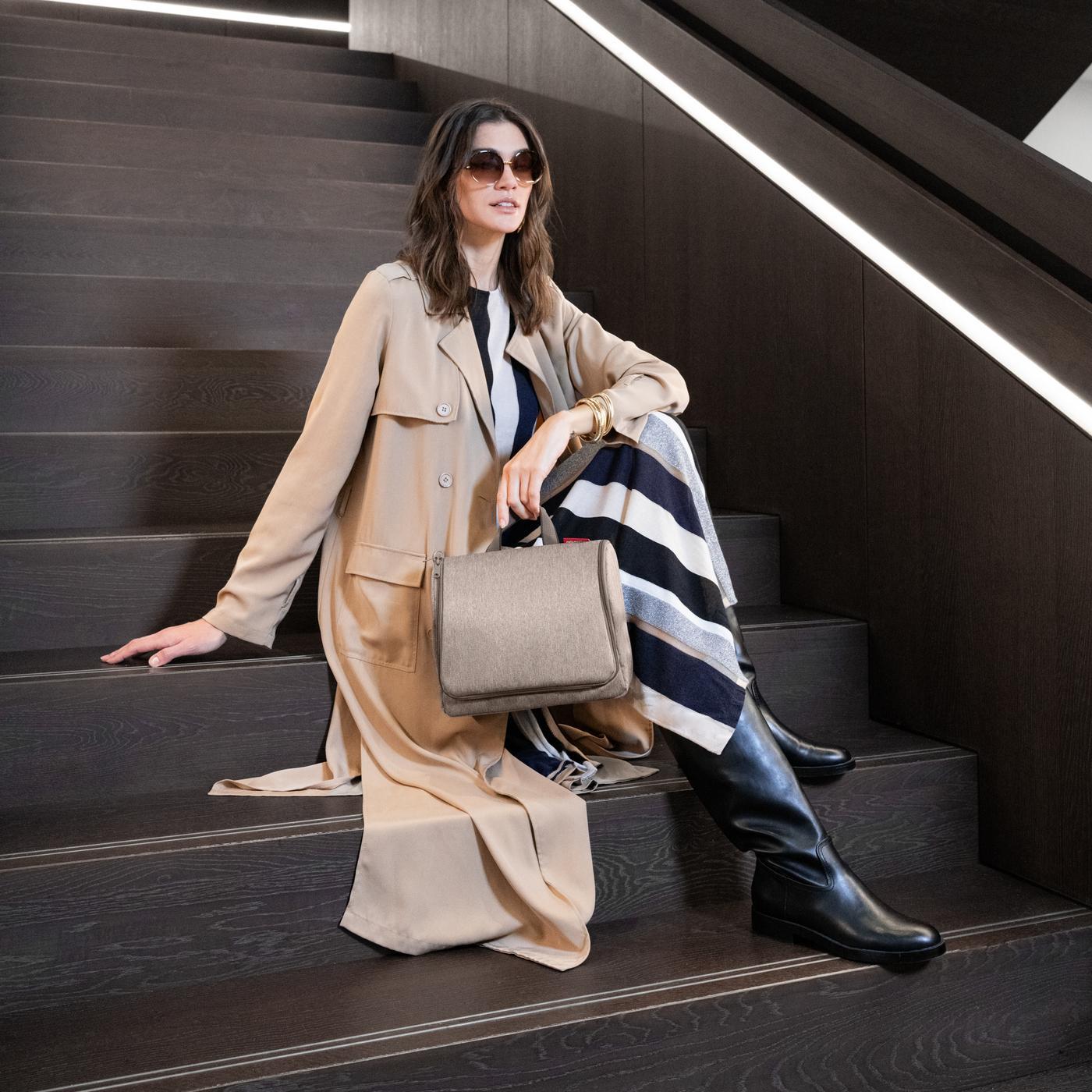 toiletbag XL herringbone mokka