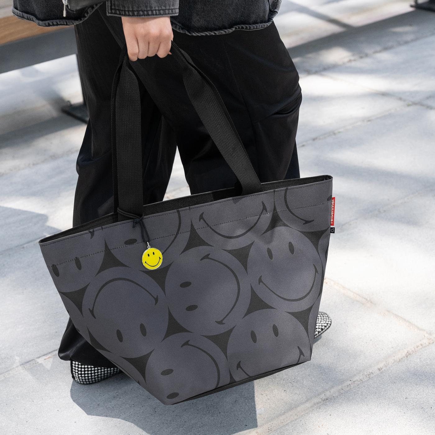 shopper M smiley grey