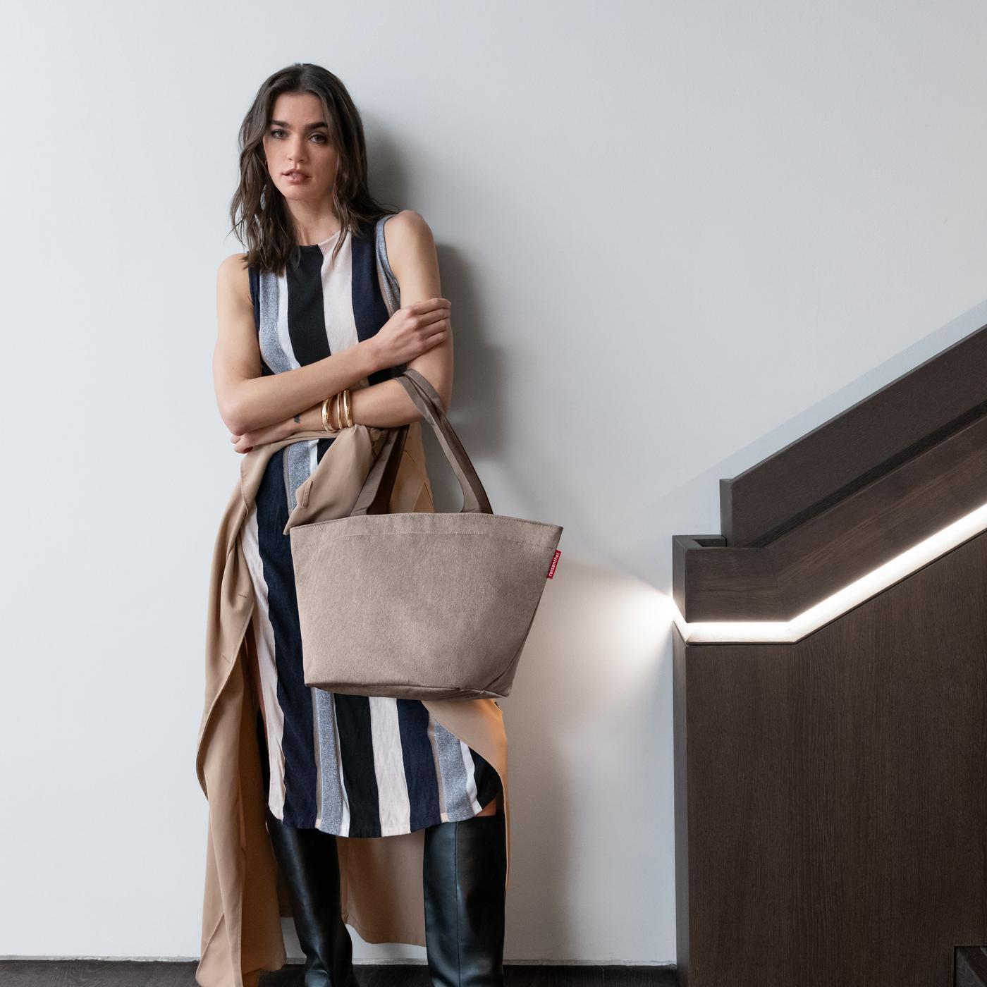 shopper M herringbone mokka