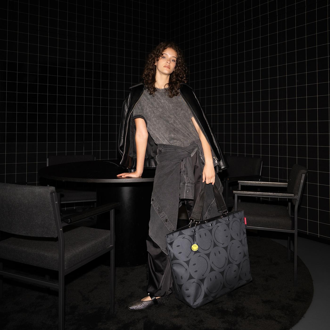 shopper XL smiley grey