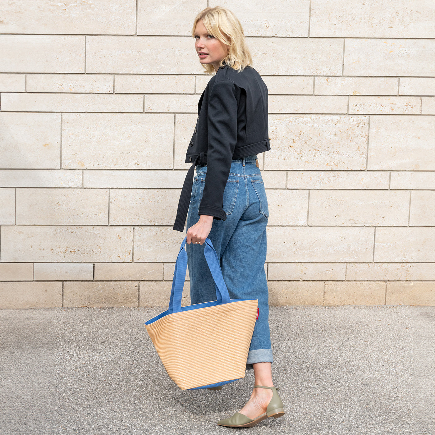 shopper M raffia blue