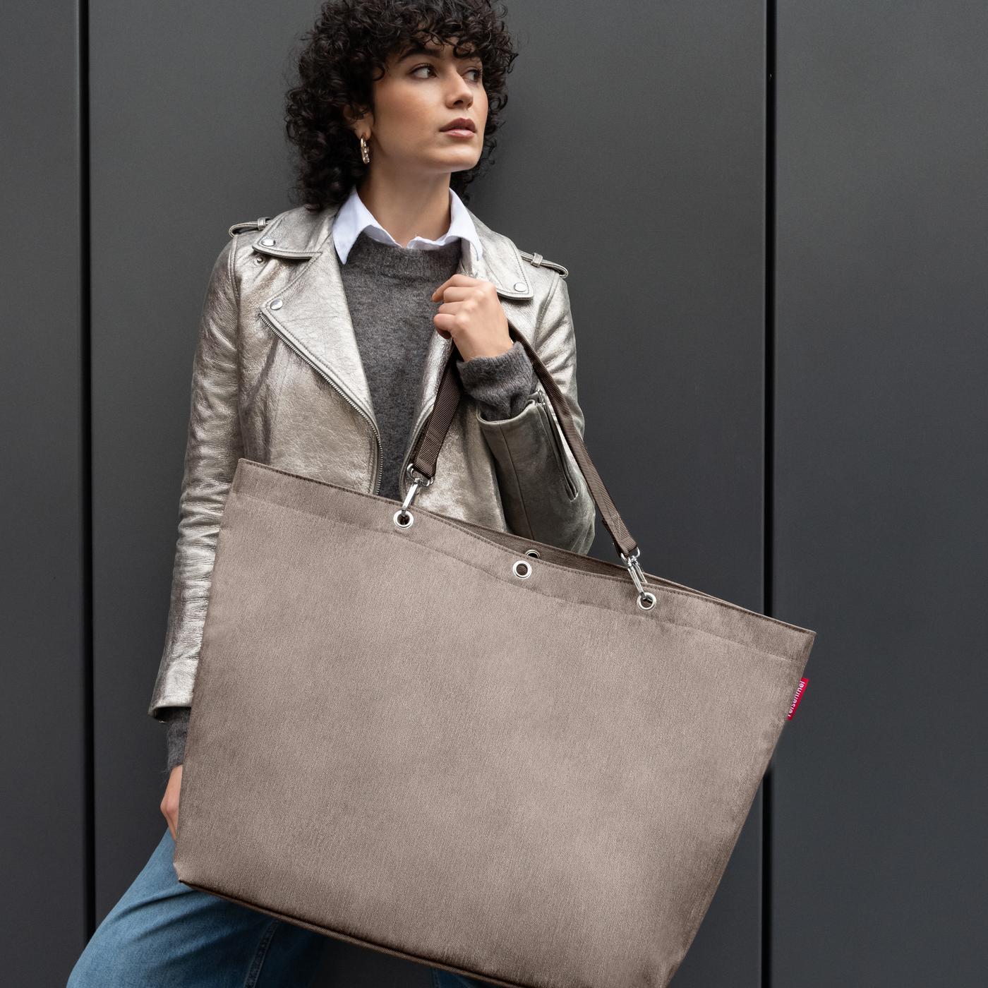 shopper XL herringbone mokka