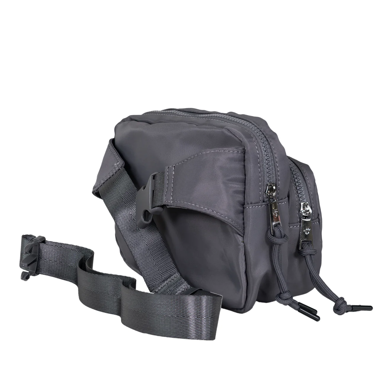 SQUARE DOUBLE ZIP WAIST BAG/SLING DARK GRAY